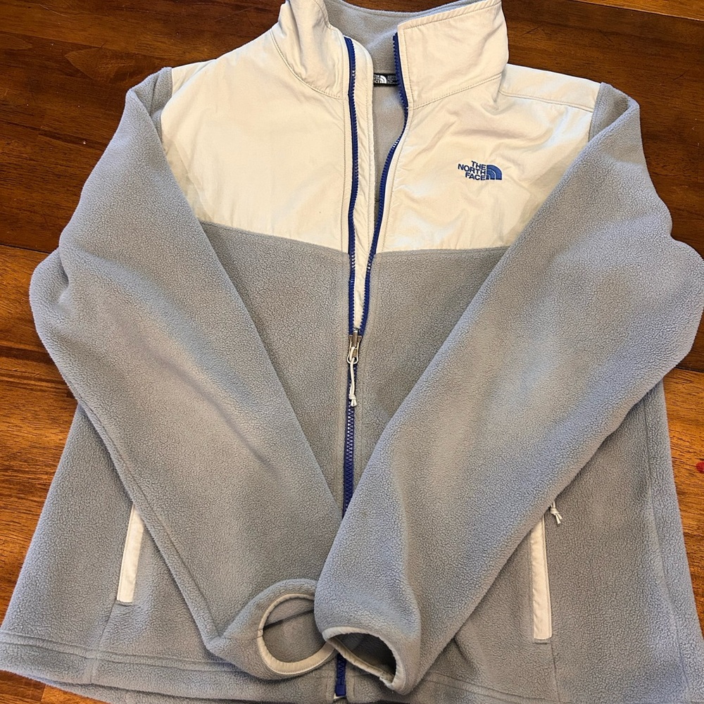 The North Face Cream Jacket with Blue Accents